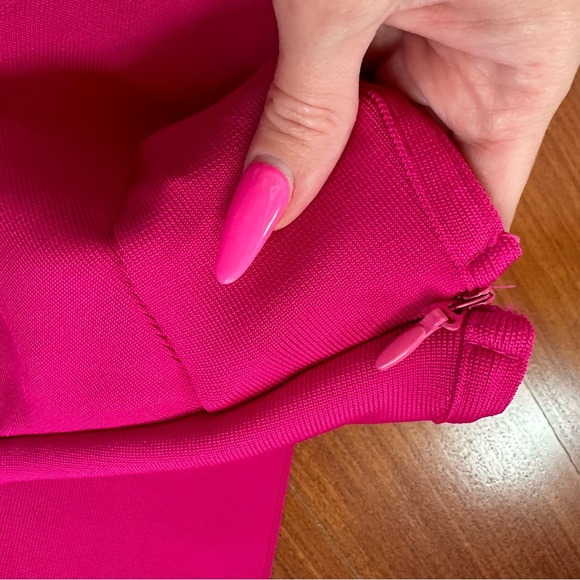 NEW! $222 Karen Millen Petite Knitted Bandage Corset Detail  Fuchsia Jumpsuit - Picture 8 of 10